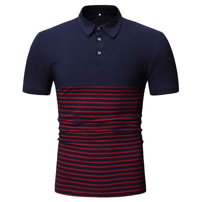 Polo de rayas de manga corta para hombre 100% algodón