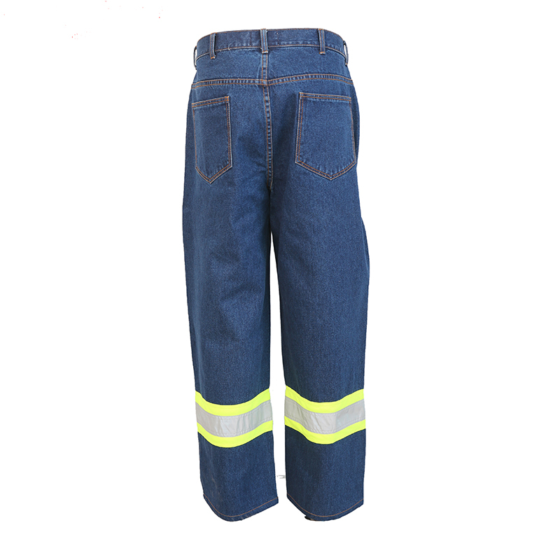 Pantalón vaquero de seguridad para trabajadores con cinta reflectante