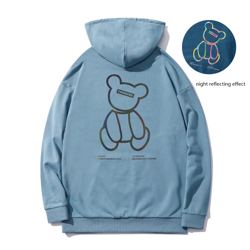 2021 nueva sudadera con capucha de moda con estampado reflectante de Little Bear